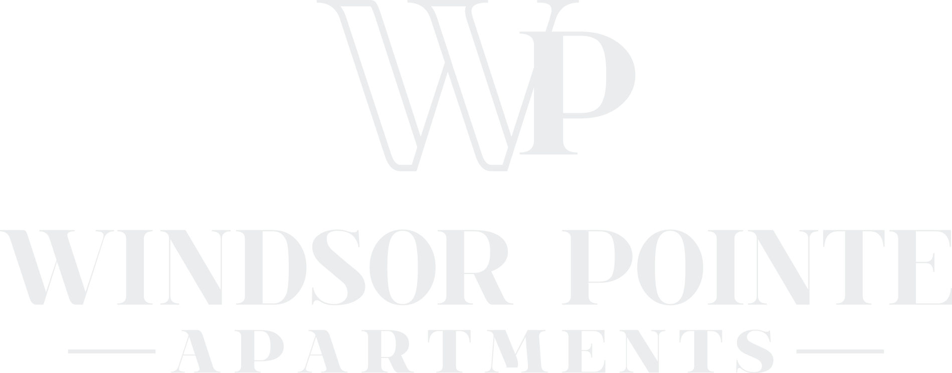 A black and white image of a logo for Windsor Pointe Apartments.